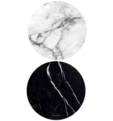 Marble Paper Placemat Round - Grey + Black