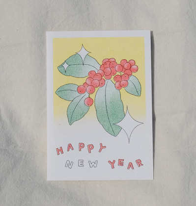 키미앤일이 해피뉴이어 리소프린팅 카드 KIMIAND12 Happy New Year Risoprinting Card