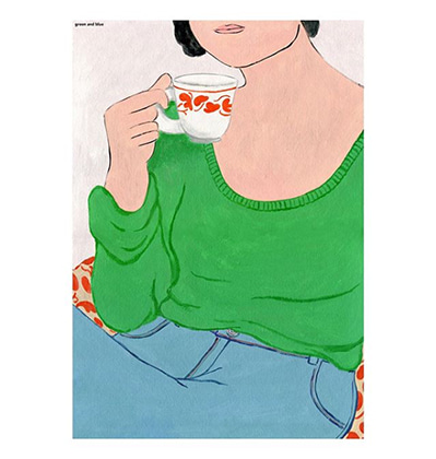 키미앤일이 커피 마시는 여자 엽서 카드