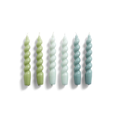 헤이 캔들 스파이럴 6개 한세트 HAY Spiral Candles Set of 6 Green Arctic Blue Teal